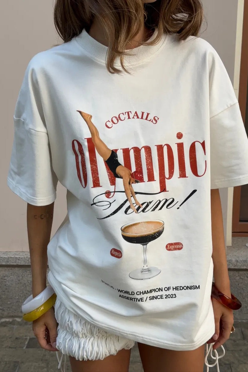 Cotton Loose Creative Print T-shirt