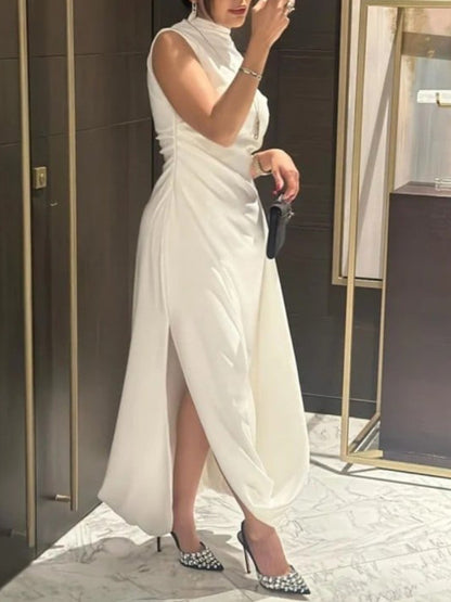 Color Split-side All-match Flying Sleeves Maxi Dresses