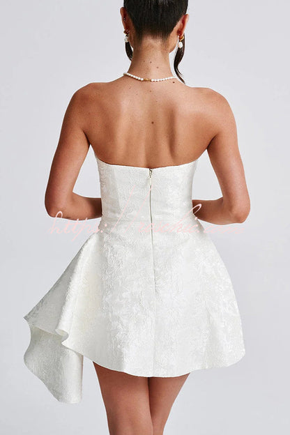 Jacquard Off-shoulder Backless Fitted Mini Dress