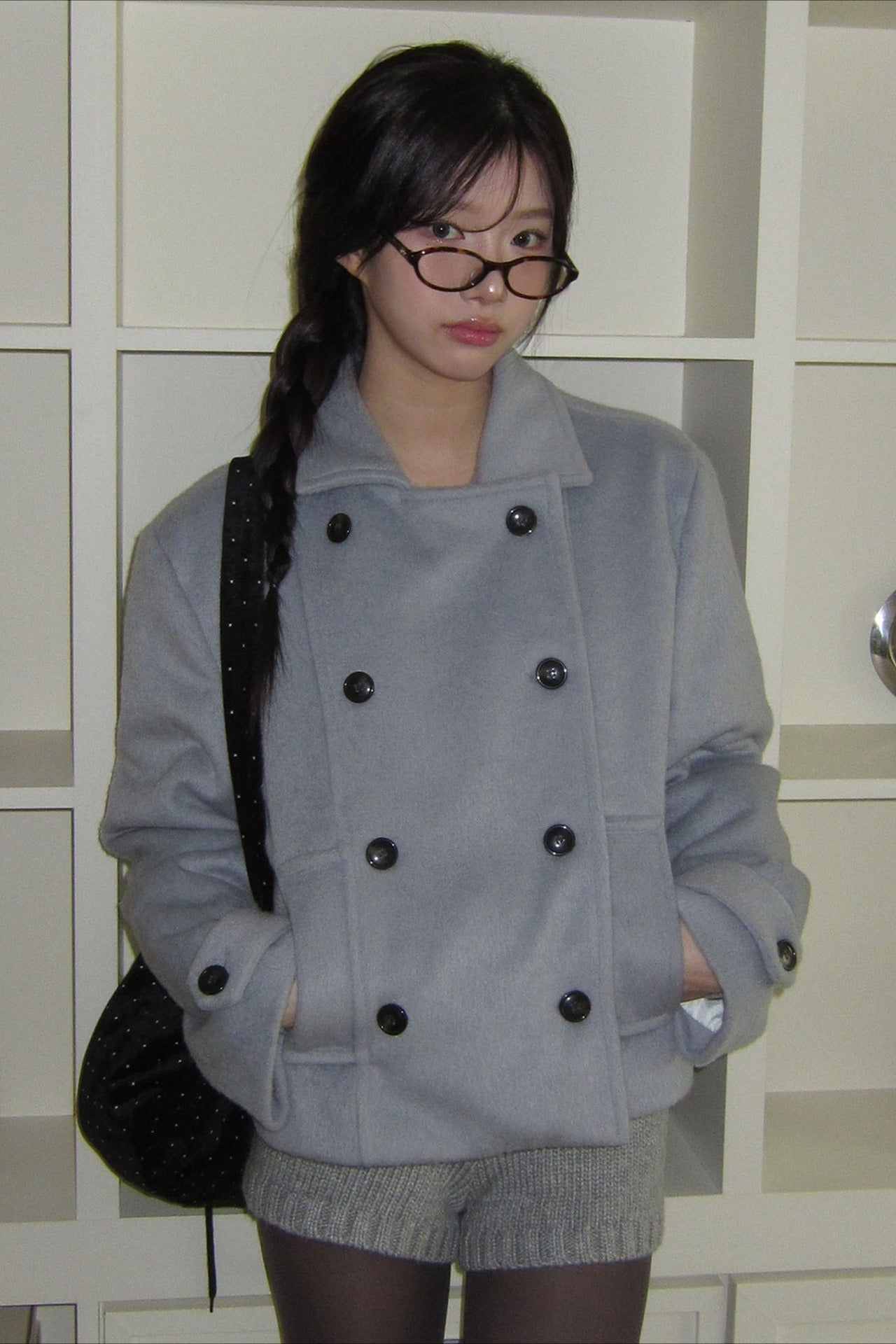Preppy Fleece-lined Wool Blend Short Coat