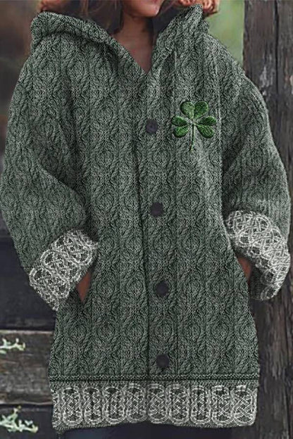 Irish Celtic Knot Jacquard Hooded Sweater