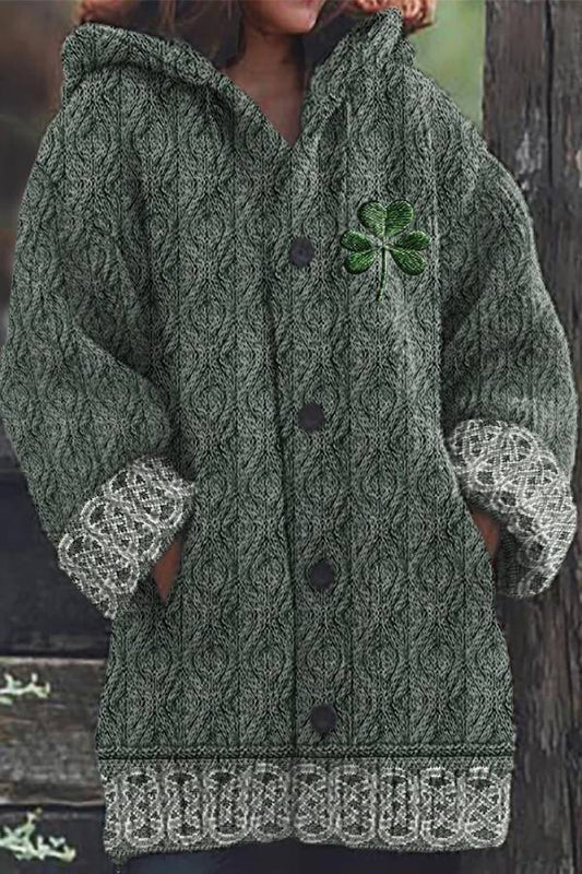 Irish Celtic Knot Jacquard Hooded Sweater