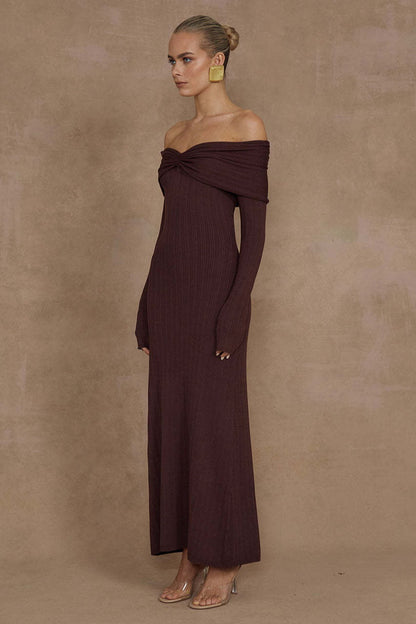 Off Shoulder Knit Sweater Dress