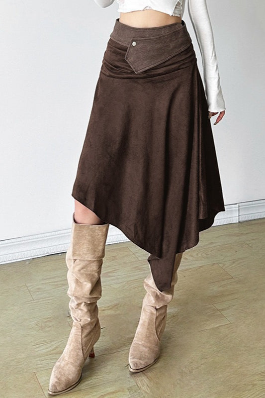 Color Asymmetrical Midi Skirt