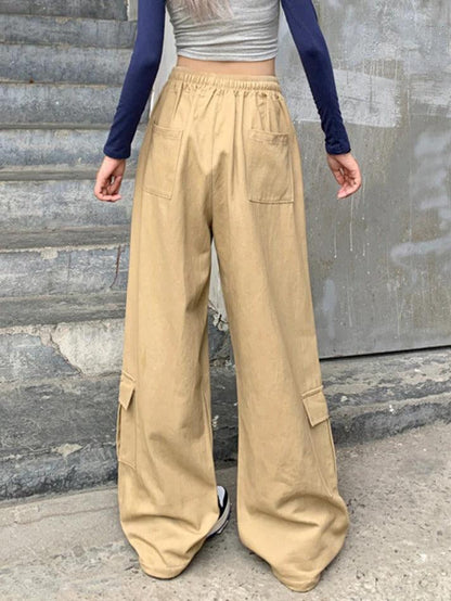 Drawstring Baggy Cargo Pants With Big Pockets