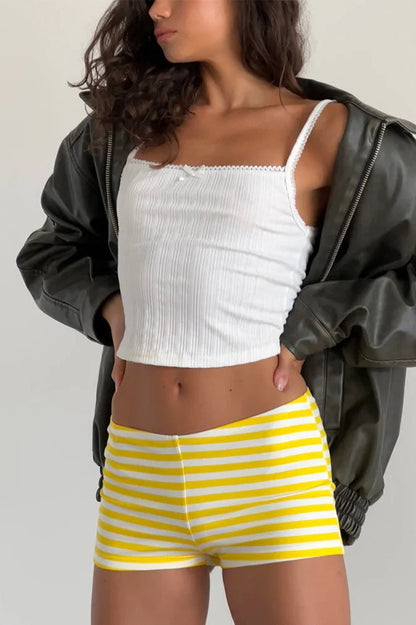 Stripe Skinny Low Waist Shorts