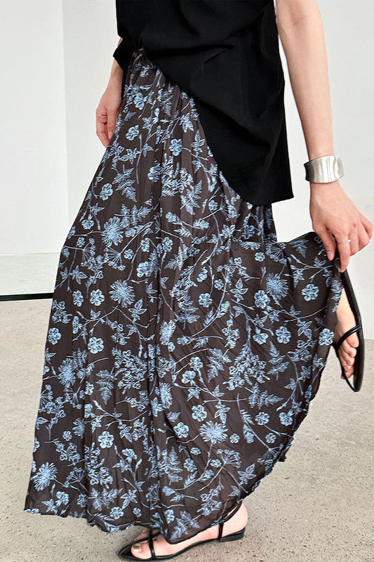 Retro High Waist Pleated a Line Skirt