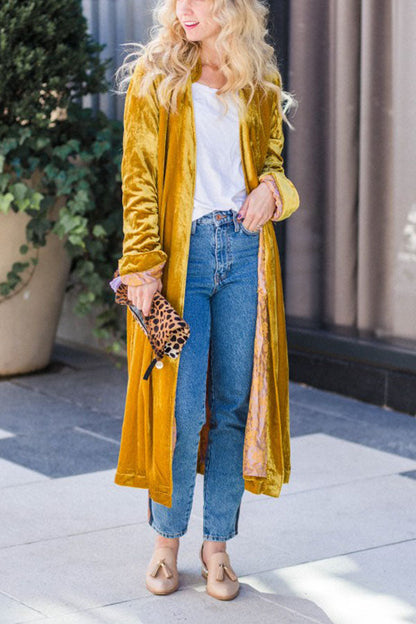 Velvet Cardigan Buttonless Outerwear Sweater