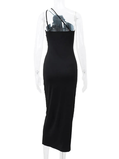 Flower Bodycon Maxi Dresses for Folds Slim Black Sundress ’s Backless Party Temperament Dresses Woman