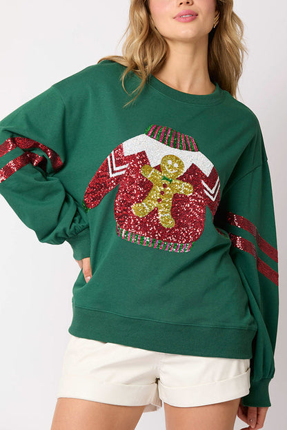 Christmas Sequined Crewneck Sweatshirt