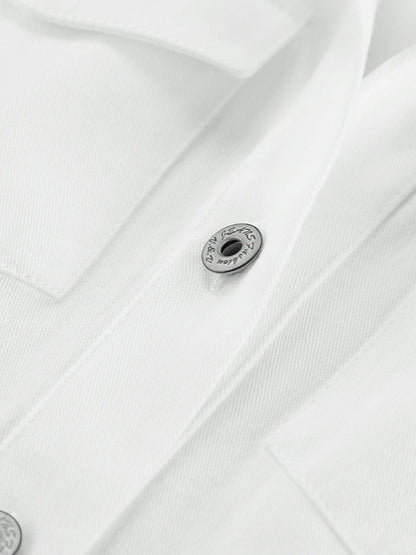 Cotton Belted White Utility Blouse