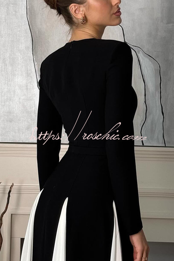 Getting Glam and Panelled Tulle Long Sleeve A-line Maxi Dress