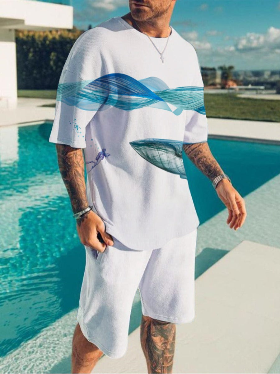 Round Neck Gradient Shorts Set Ar7036