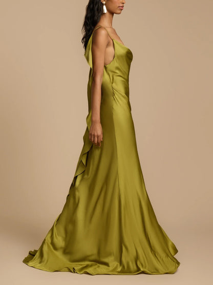 Satin Side High Slit Maxi Dress