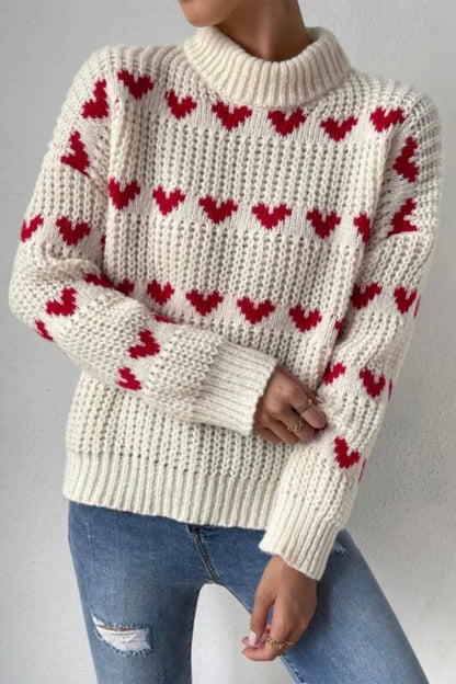 Heart Jacquard Knitted Sweater