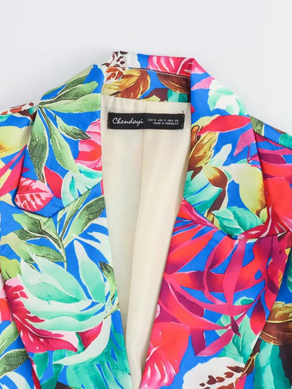 Print Blazer & Wide Leg Pant Coord Set