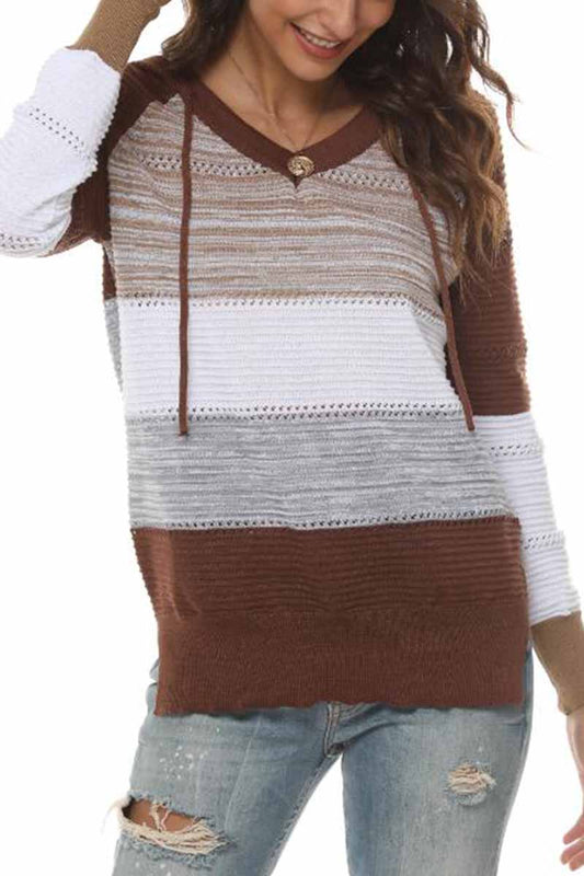 Striped Color-block Knitted Sweater