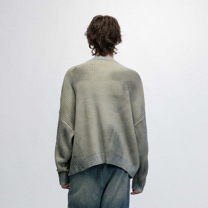 Distressed Ribbed Logo Sweater