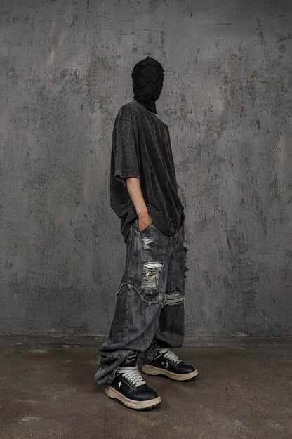 Distressed Washed Black T-shirt
