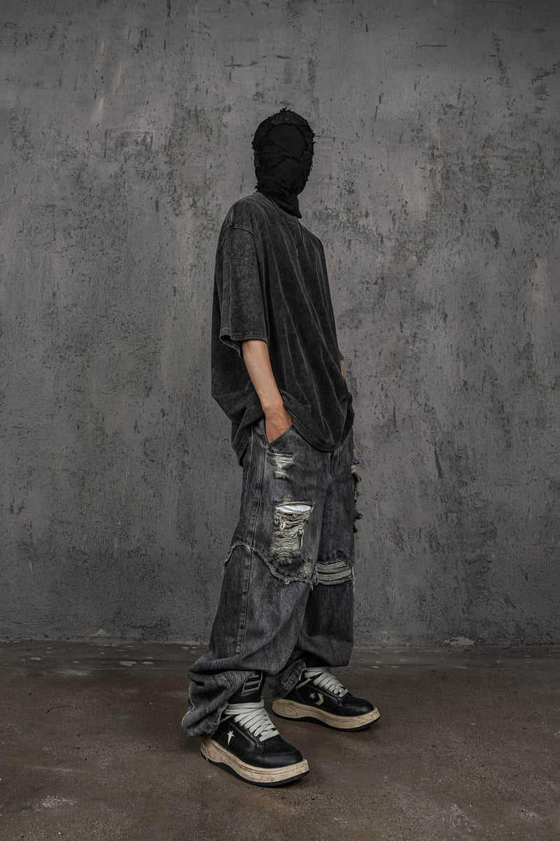 Distressed Washed Black T-shirt