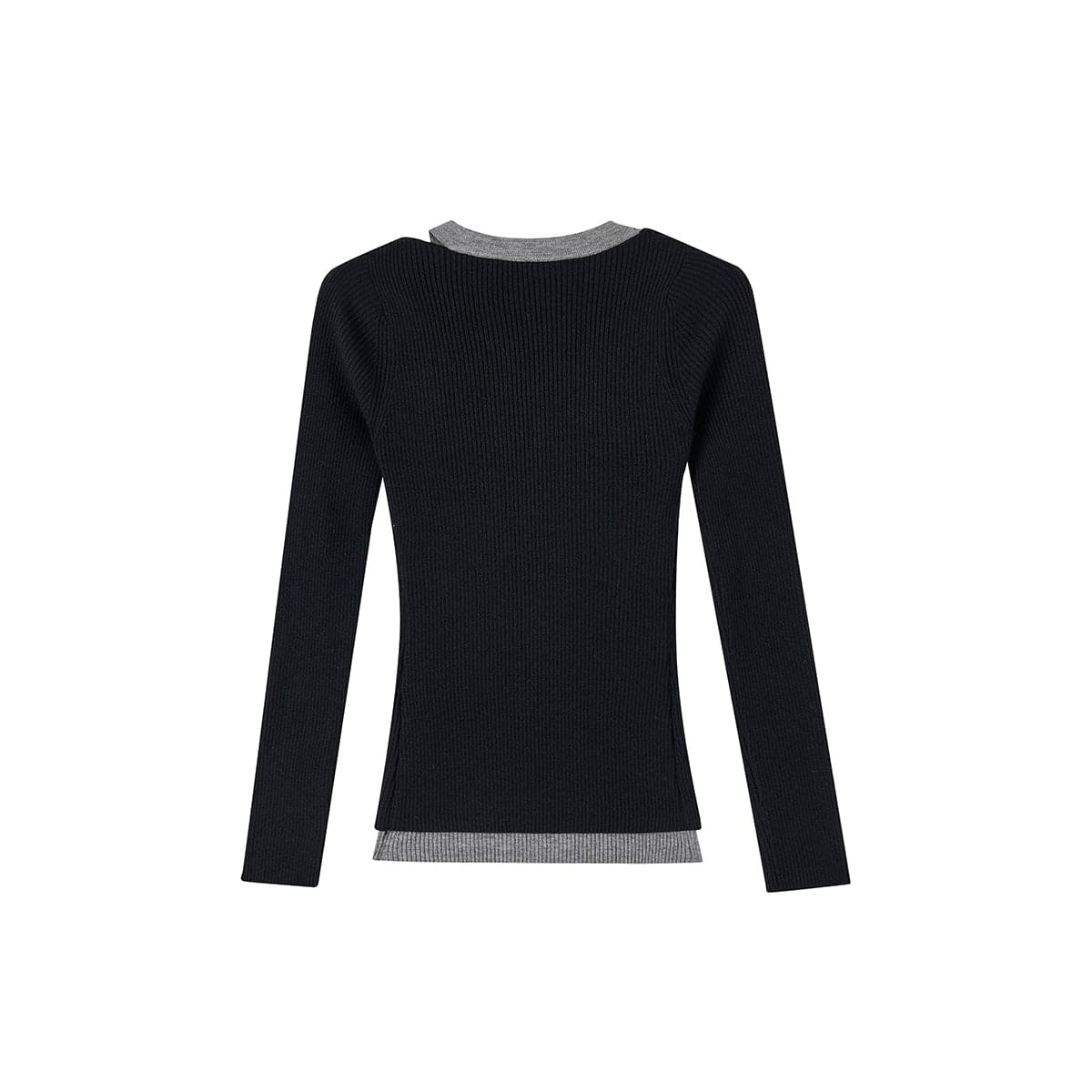 Black Knit Long Cardigan With Hollow Out Design