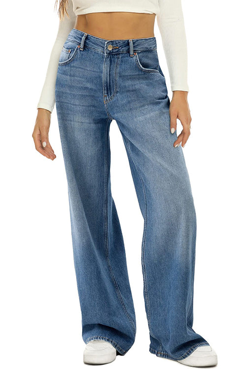 Wide Leg Distressed Denim Pants