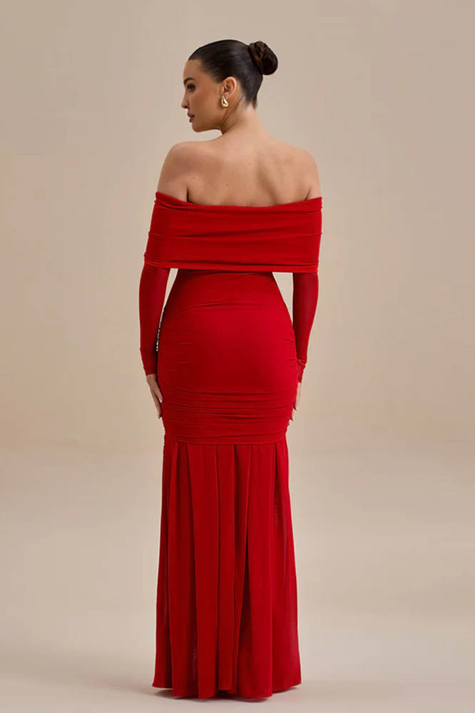 Off-shoulder 3d Bodycon Maxi Dress