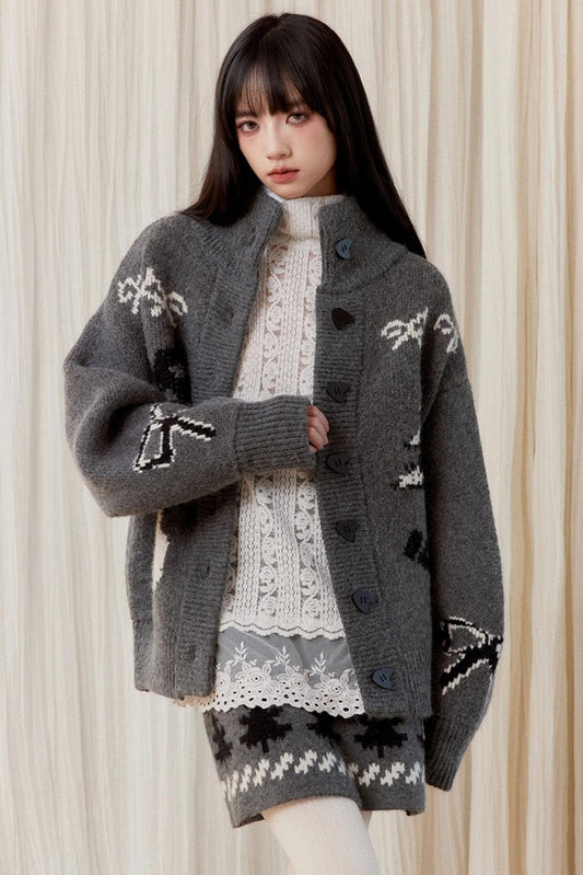 Winter Bow Cardigan Set