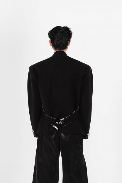 Argue Culture Oversized Zippered Jacket - Cotton Distressed Coat