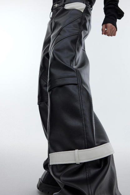 Strap Detail Vegan Leather Pants