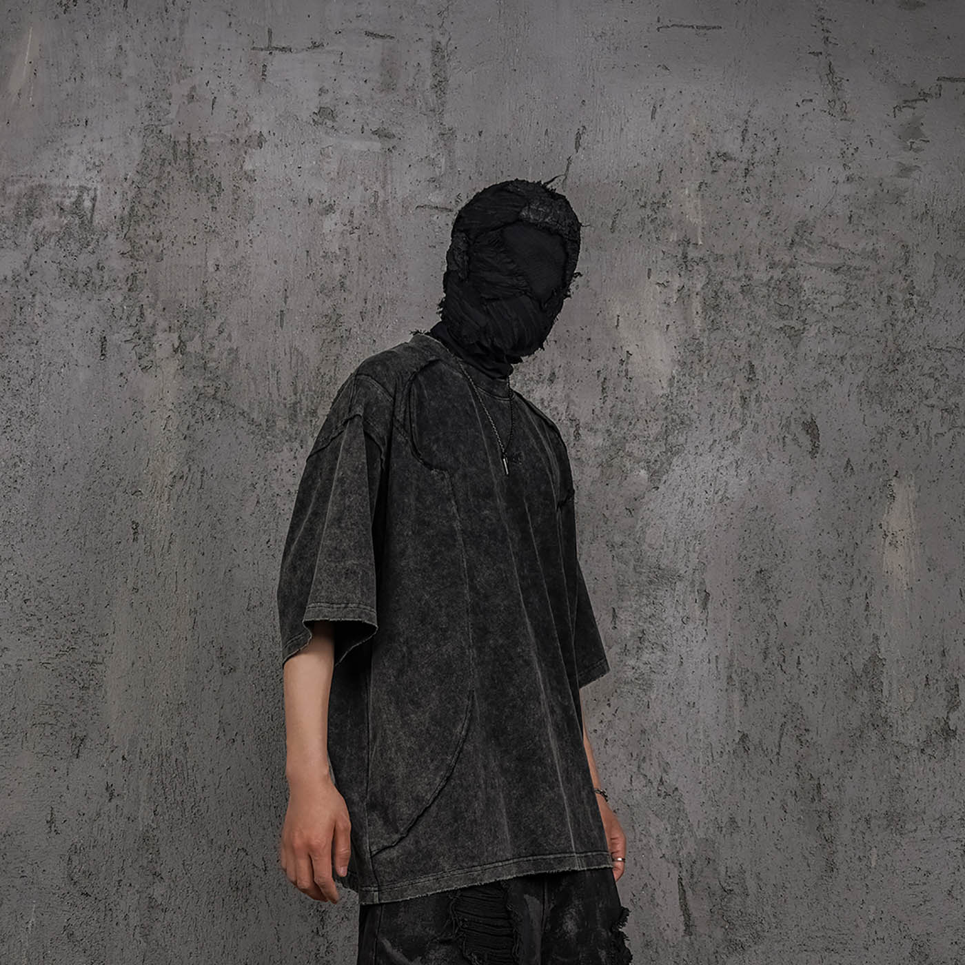 Washed Structured Black T-shirt