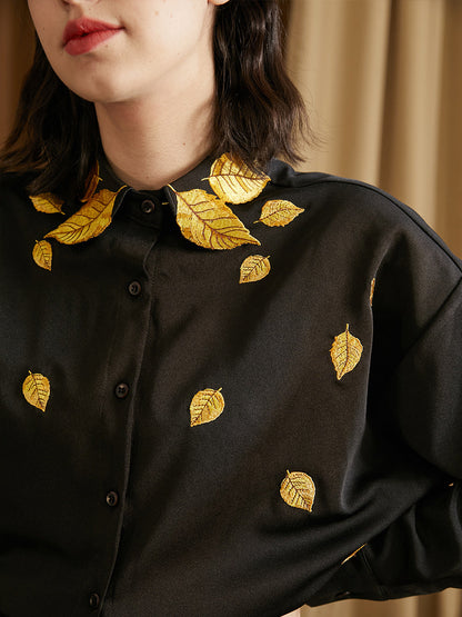 Golden Leaf Embroidered Blouse
