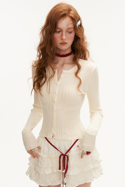 Lace Trim Cardigan Set-up