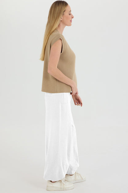 V Neck Knit Tank Top Pants Suits