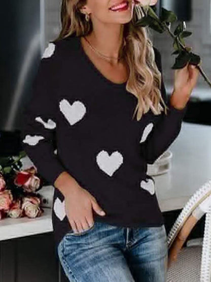 Valentine's Day V-neck Knit Sweater