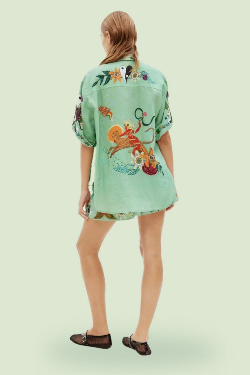 Unique Print Loose Shirt and Shorts Set