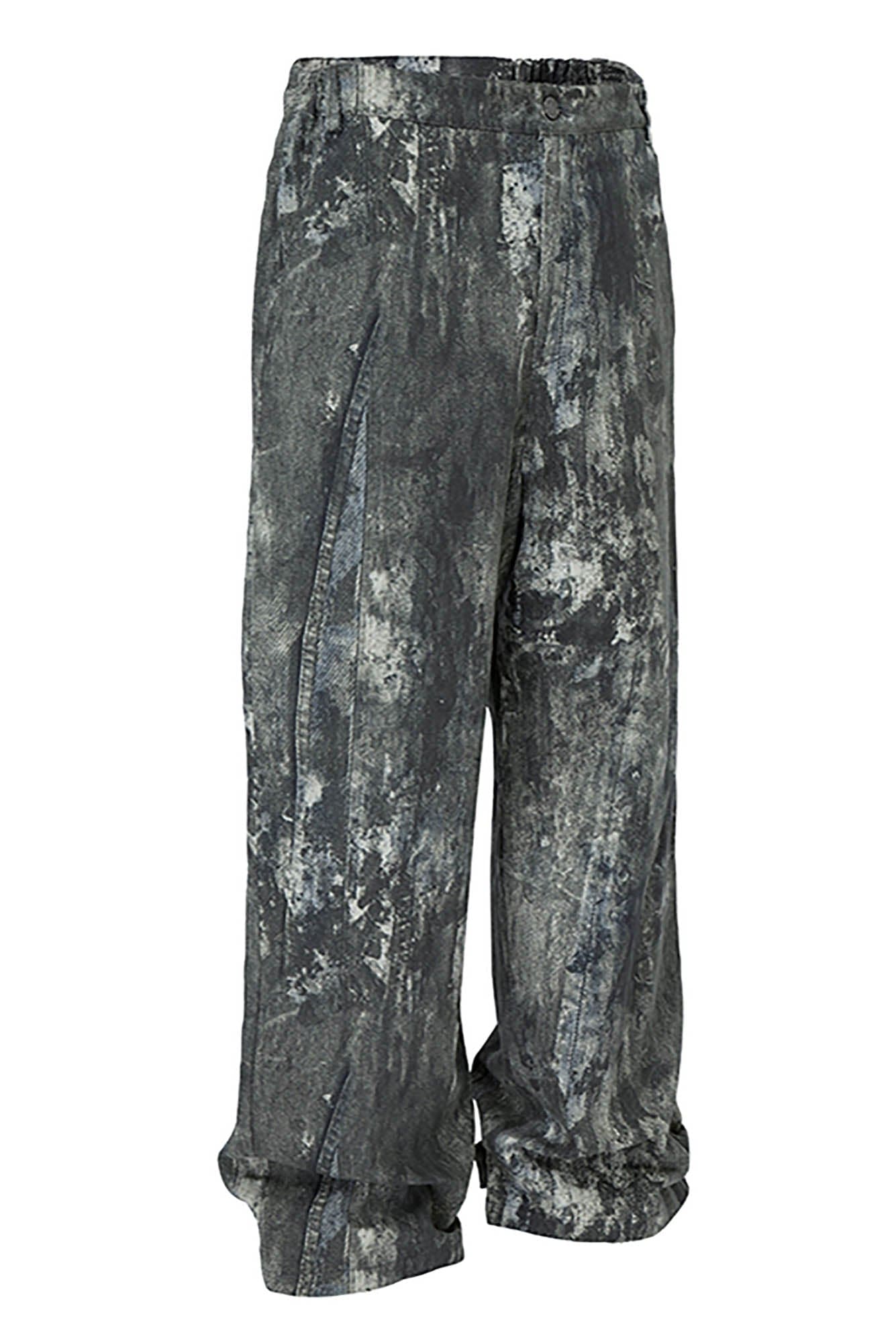 Acid Wash Straight-leg Pants