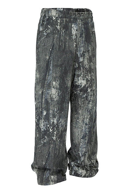 Acid Wash Straight-leg Pants
