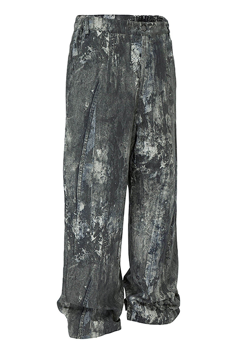 Acid Wash Straight-leg Pants