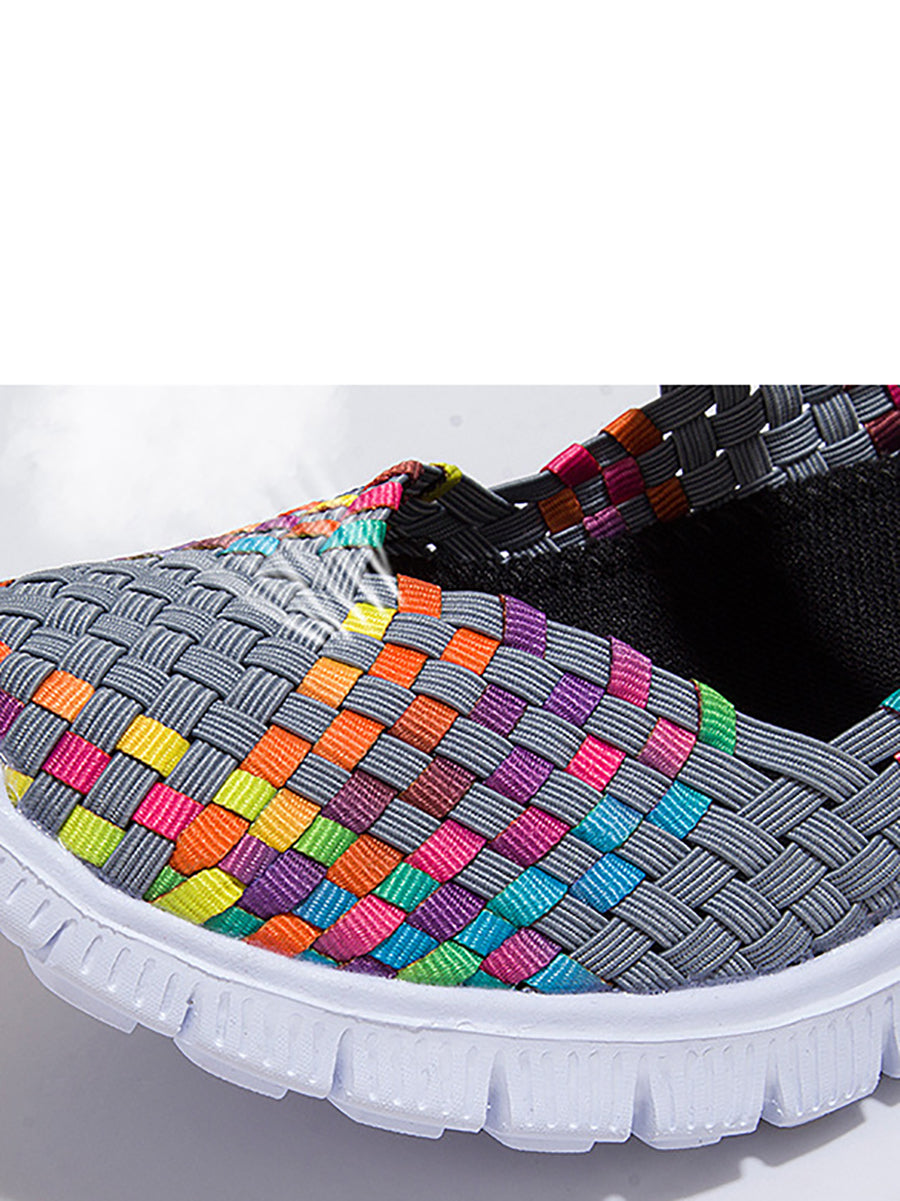 Summer Colorblock Weave Flat Shoes Rr1017