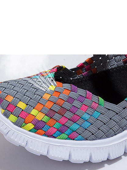 Summer Colorblock Weave Flat Shoes Rr1017