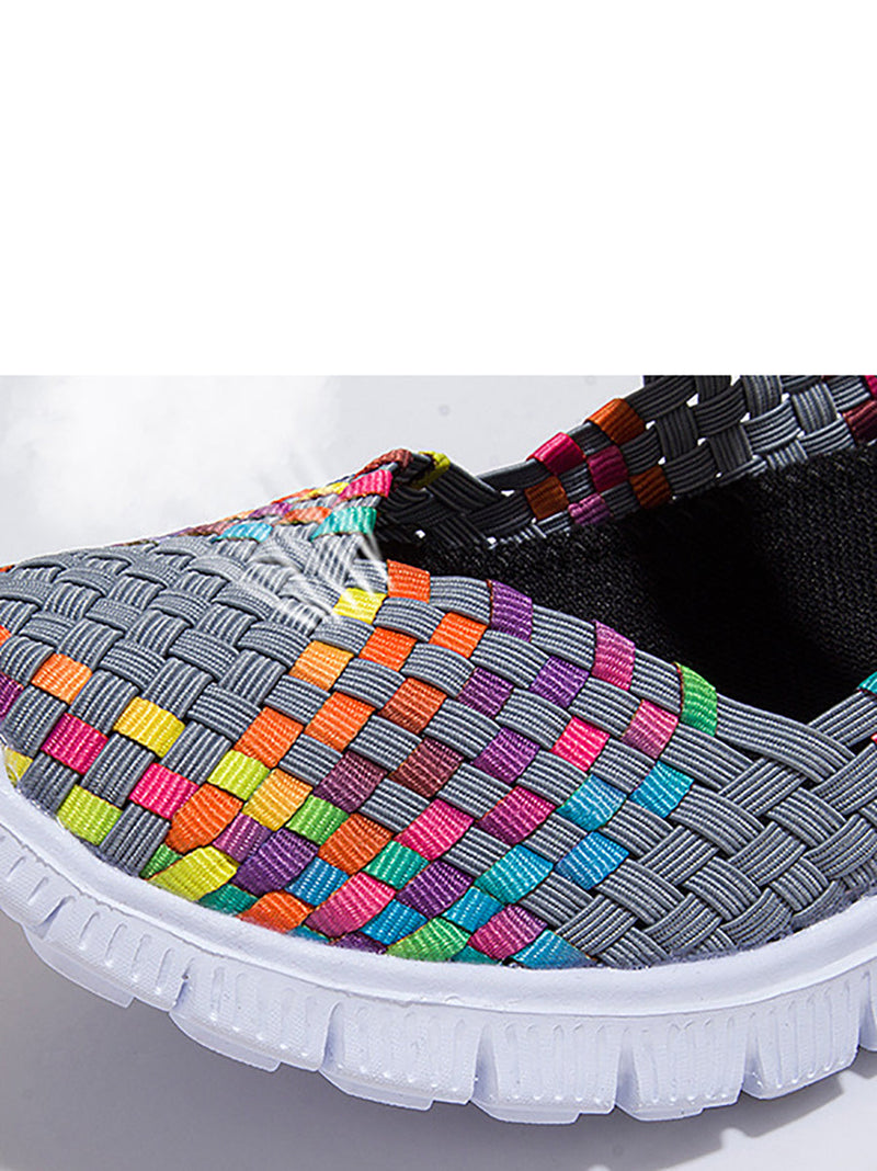 Summer Colorblock Weave Flat Shoes Rr1017