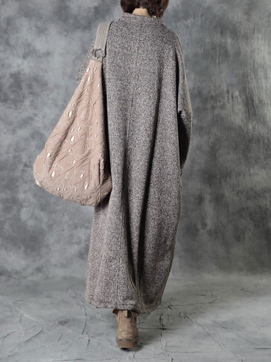 Winter Plaid Spliced Wool Long Cardigan Coat Ah1091