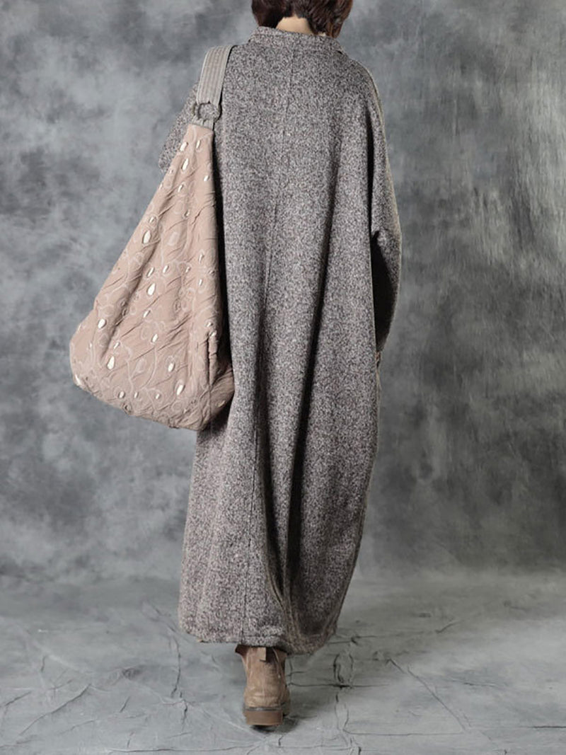 Winter Plaid Spliced Wool Long Cardigan Coat Ah1091