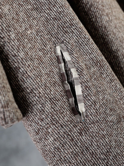 Winter Plaid Spliced Wool Long Cardigan Coat Ah1091