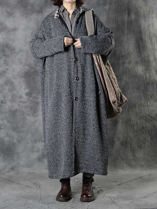 Winter Plaid Spliced Wool Long Cardigan Coat Ah1091