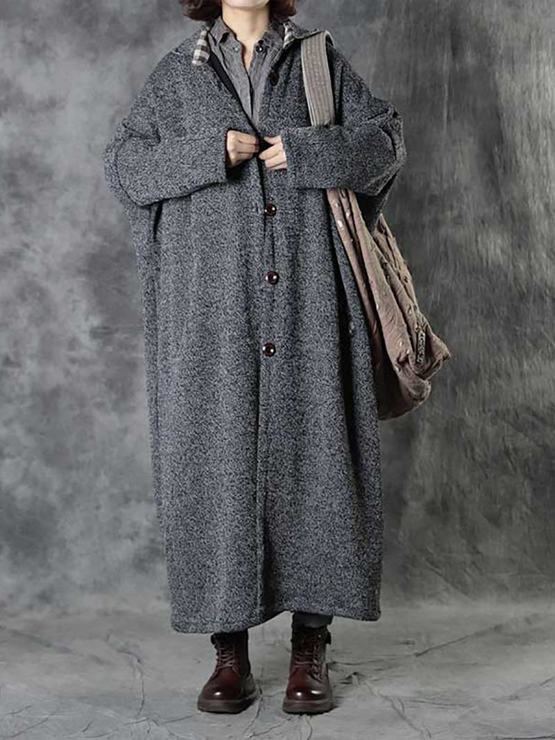 Winter Plaid Spliced Wool Long Cardigan Coat Ah1091