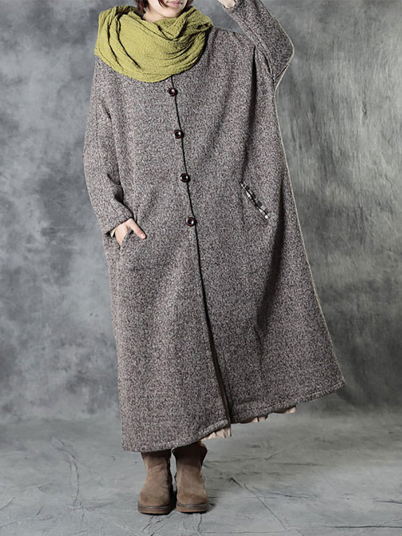 Winter Plaid Spliced Wool Long Cardigan Coat Ah1091