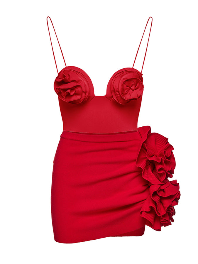 3d Flower One Piece Swimsuit and Skirt