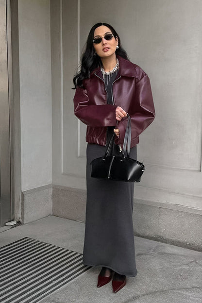 Burgundy Biker Coat